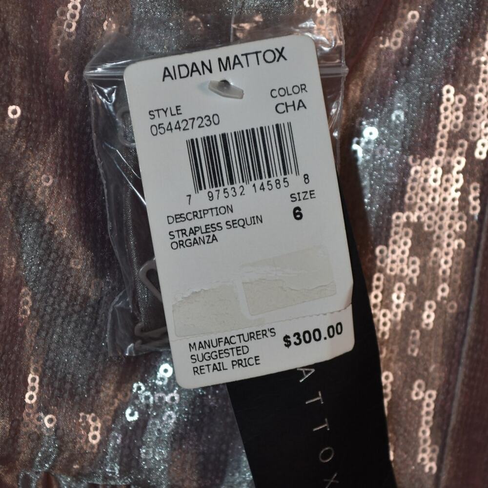 NEW Aidan Mattox Women's 6 Pink Layer Party Dress Metallic Sequin Strapless NWT - Picture 10 of 12